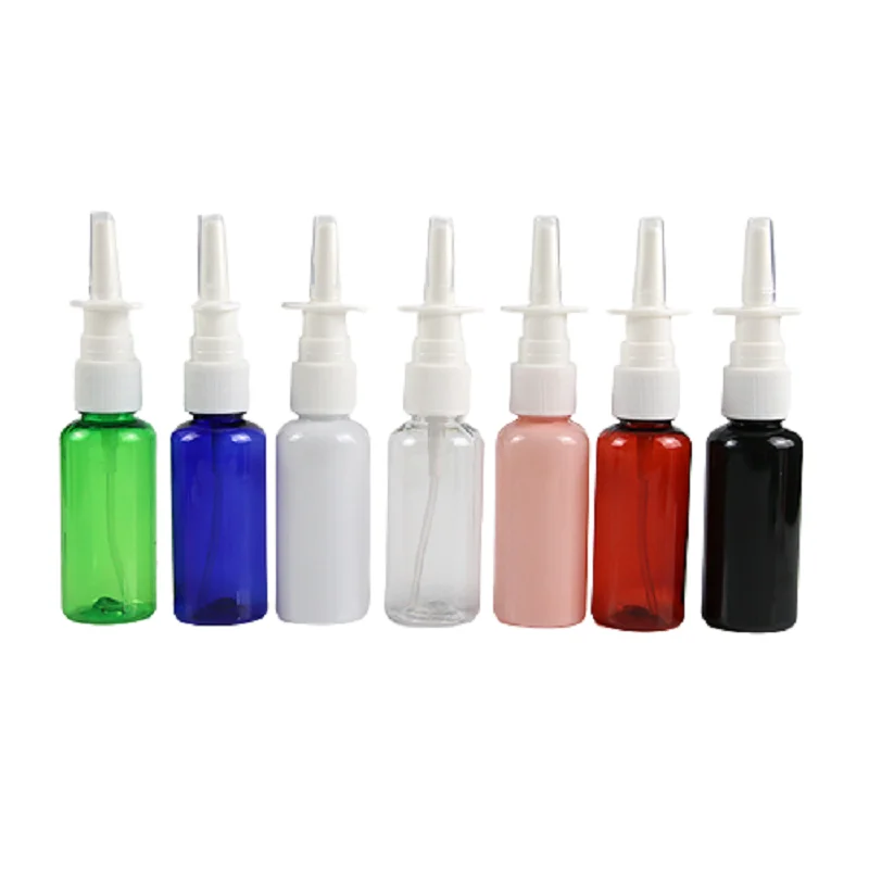 50PCS 10/20/30ML Nasal Direct Spray Bottle Blue Brown White Fine Mist Liquid Container PET Plastic Elephant Trunk Spray Bottles