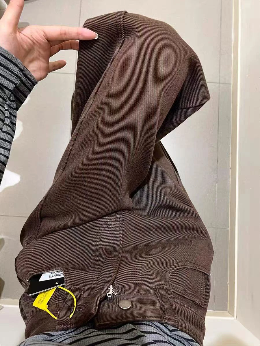 Retro Velvet Thickened Jeans for Women Autumn Winter High Waisted Straight Leg Denim Pants Female Casual Warm Wide Leg Pants