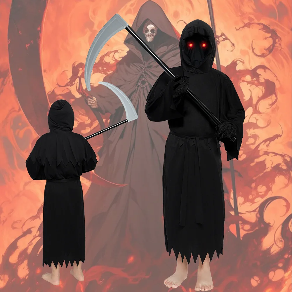 

Halloween Costume Death Scythe Face Covering Ghost Clothes Terrorizing Cosplay Stage Performance Outfit Women's Ethnic Wear