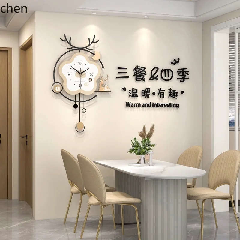 Zml clock wall clock living room modern casualfor home wall  background decoration silent clock