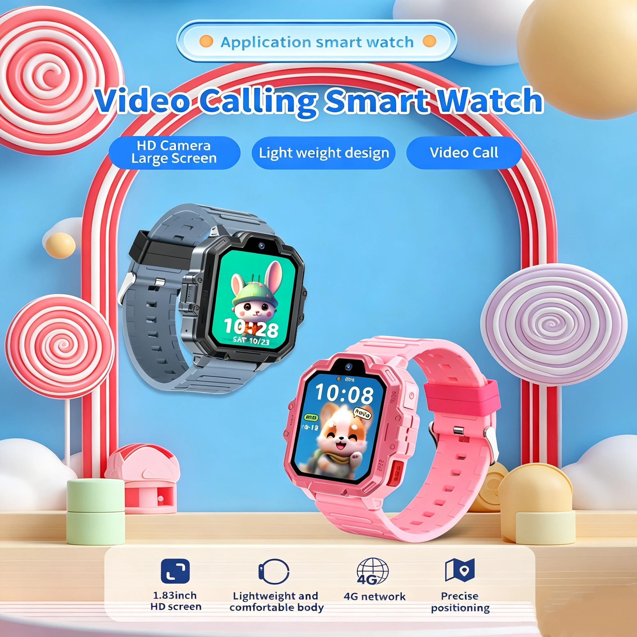

Smart Baby Watch for Children with 4G GPS Tracker Anti-Lost Body Temperature Monitor Video Call Features - T77