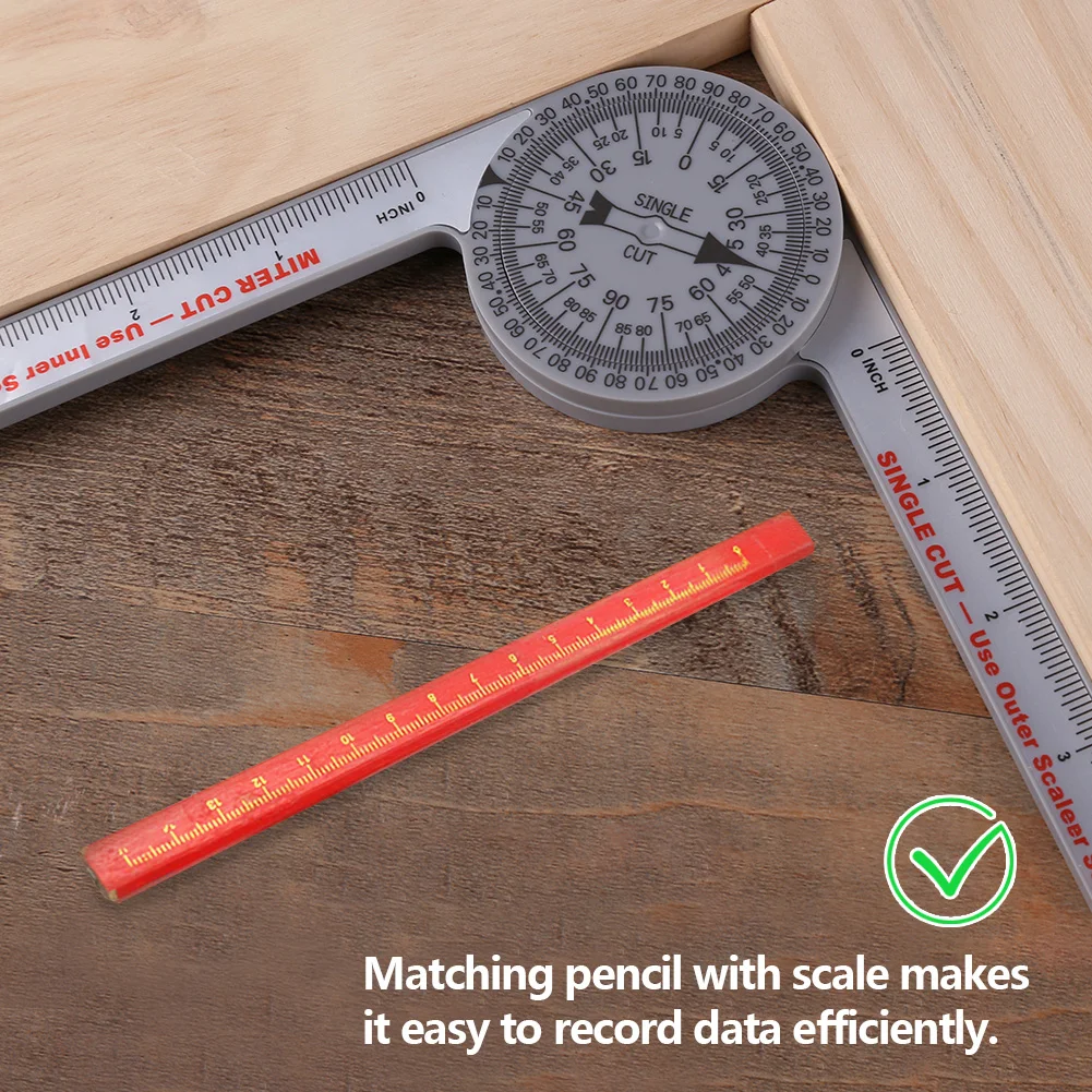 

Угломер для торцовочной пилы с карандашом, профессиональный измеритель углов, высокоточный позиционер для резки дерева для плотников и сантехников