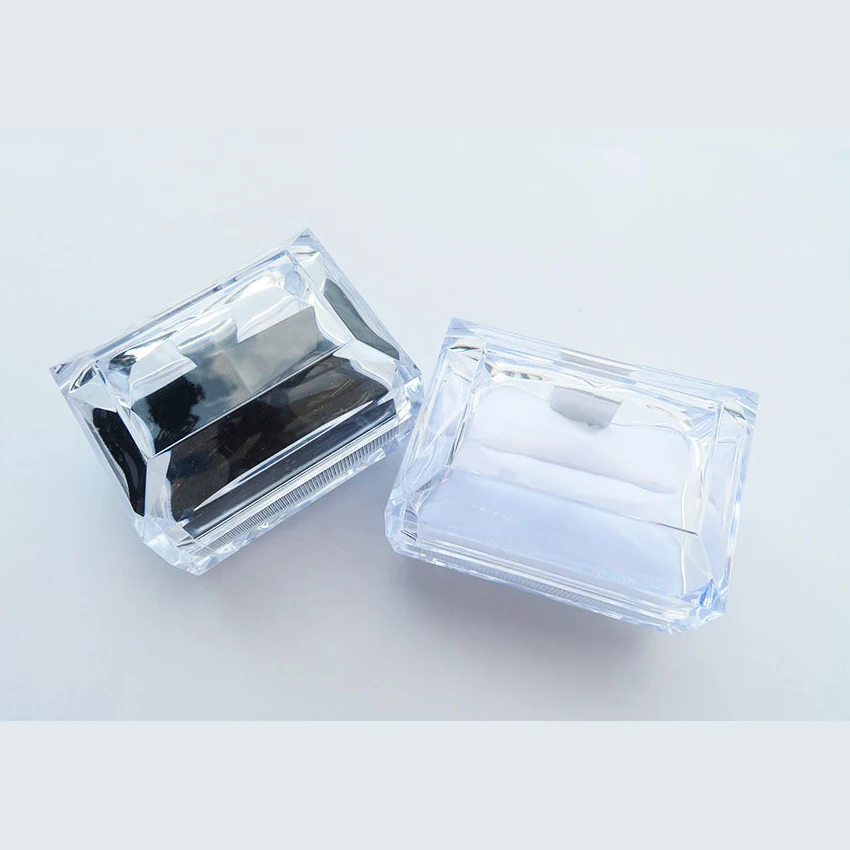 1Pcs Crystal Ring Box Acrylic Transparent Jewelry Packaging Ring Holder Mini Case Soft Sponge Pad Wedding Ring Earring Gift Box