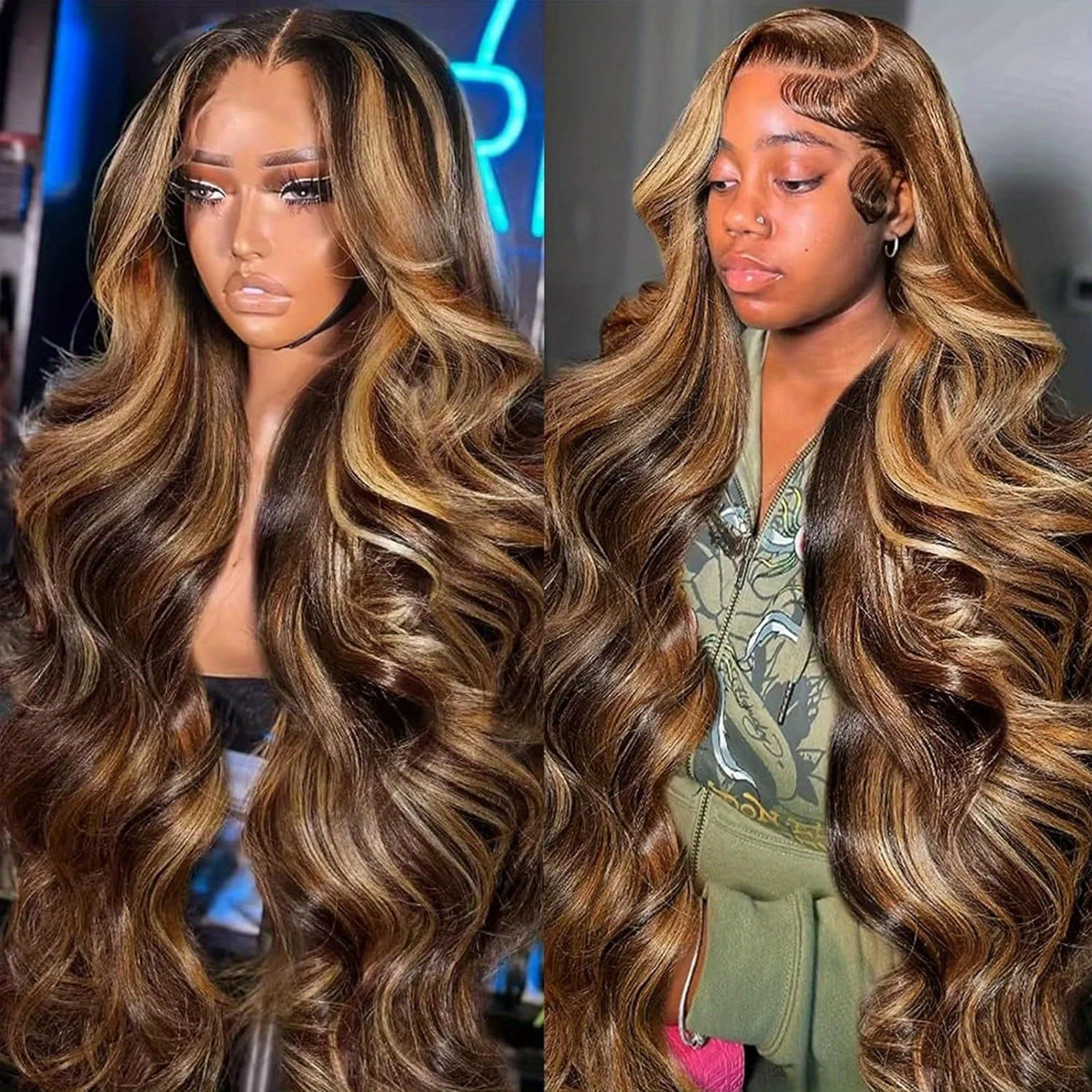 

Цветной мелированный парик из человеческих волос для женщин, объемная волна, кружевной передний парик 13x6 Hd, кружевной фронтальный парик, 30 дюймов, 13x4, омбре, бразильские парики