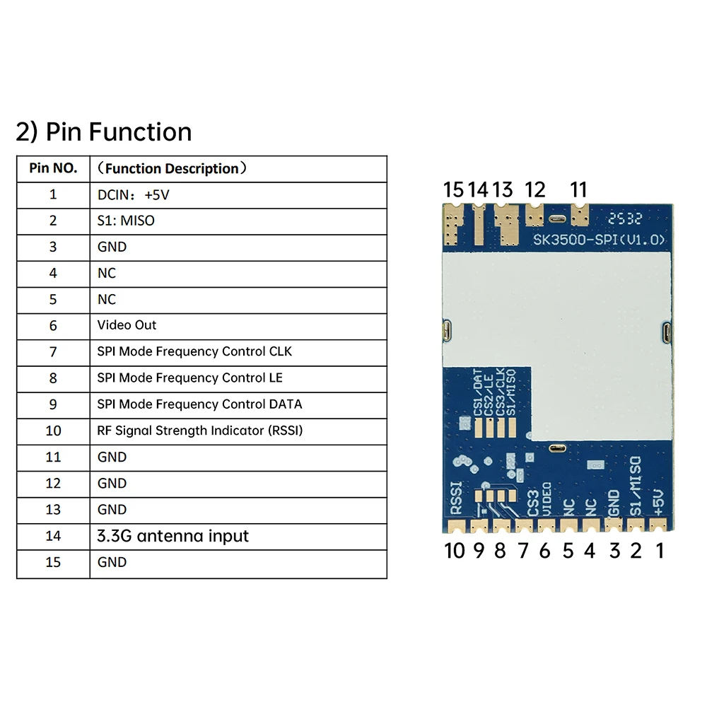 وحدة استقبال SK3500-SPI 3.3G هرتز FPV AV مع نطاق 3100-3800 ميجا هرتز وتأخير منخفض - حساسية 95dBm 38dB SNR وتصميم مدمج 37 مم #3