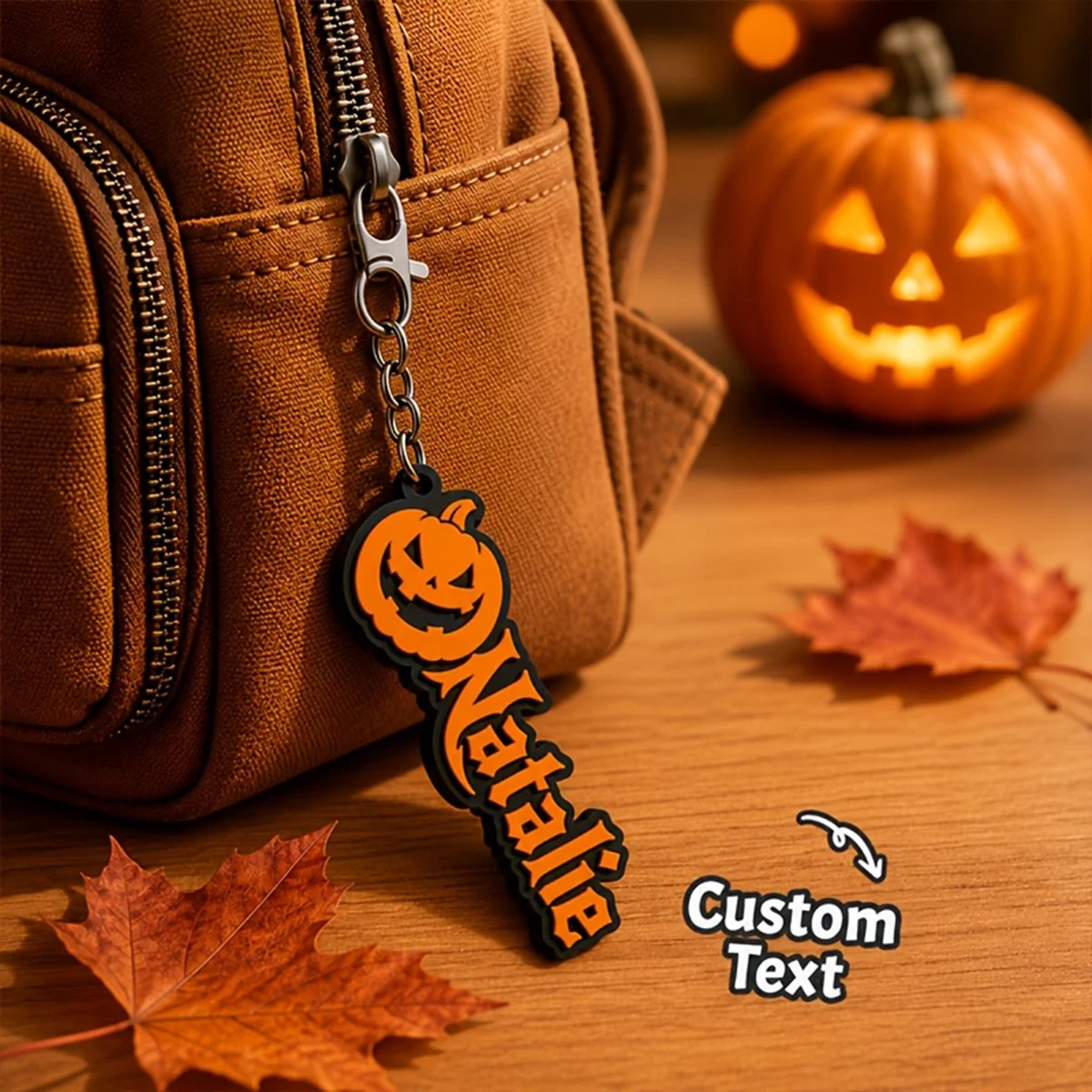 Custom 3D Layered Pumpkin Acrylic Keychain, Gothic Halloween Tag, Custom Gift for Students Friends