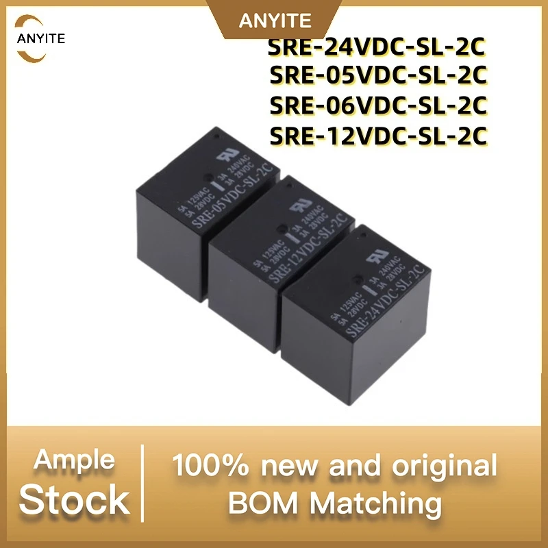 New 10Pcs/LOT  SRE-05VDC-SL-2C  SRE-06VDC-SL-2C    SRE-12VDC-SL-2C    SRE  SRE-24VDC-SL-2C  5V 12V 24V 8PIN  3A