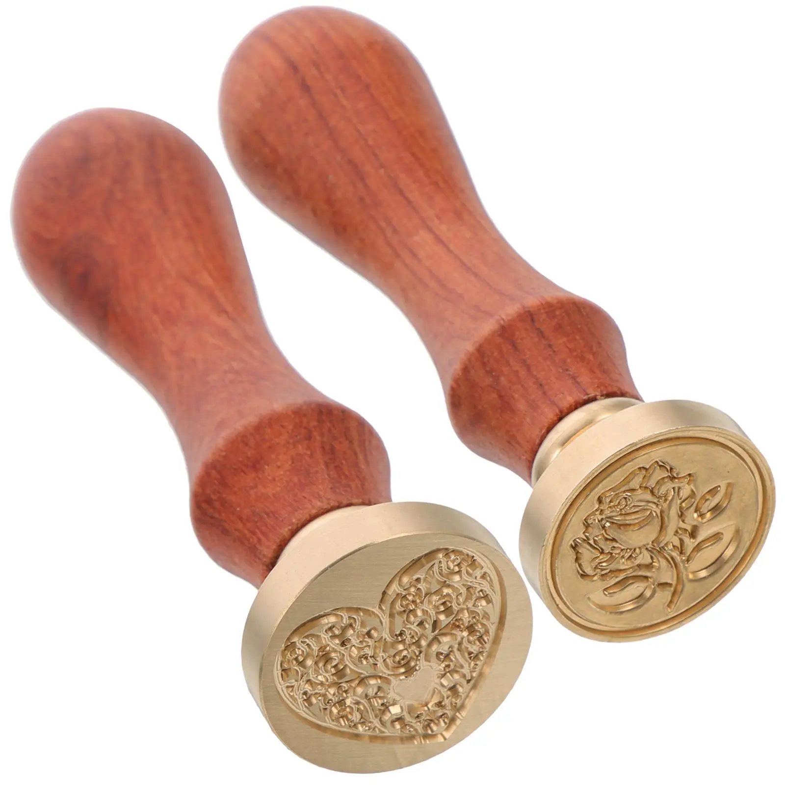 

2pcs Rose Wax Seal Seal Stamps Heart Pattern Retro Style DIY Decor Envelope Sealing Craft Gifts Vintage Hardware