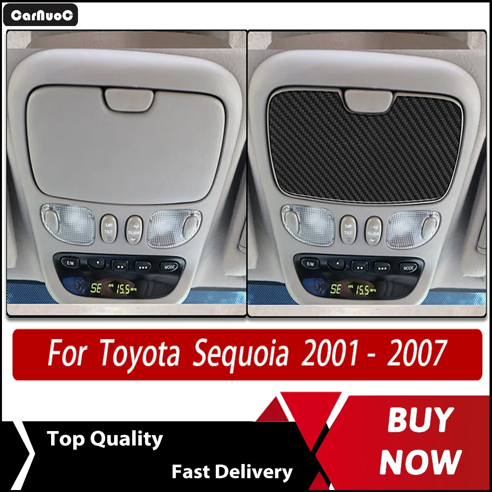

Carbon Fiber Car Interior Upgrade Kit - Self-Adhesive Roof storage cover Trim Decals For Toyota Sequoia XK30 XK40 2001- 2007