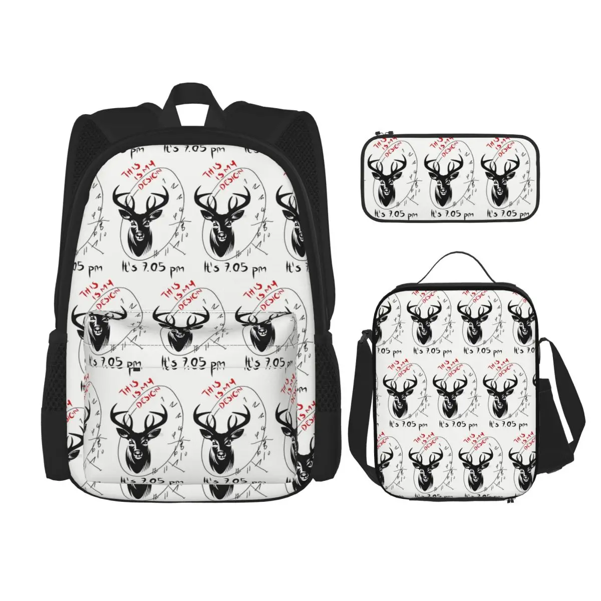 Hannibal Mads Mikkelsen Backpacks Kids Bookbag School Bags Rucksack Lunch Bag Pen Bag Three-Piece Set