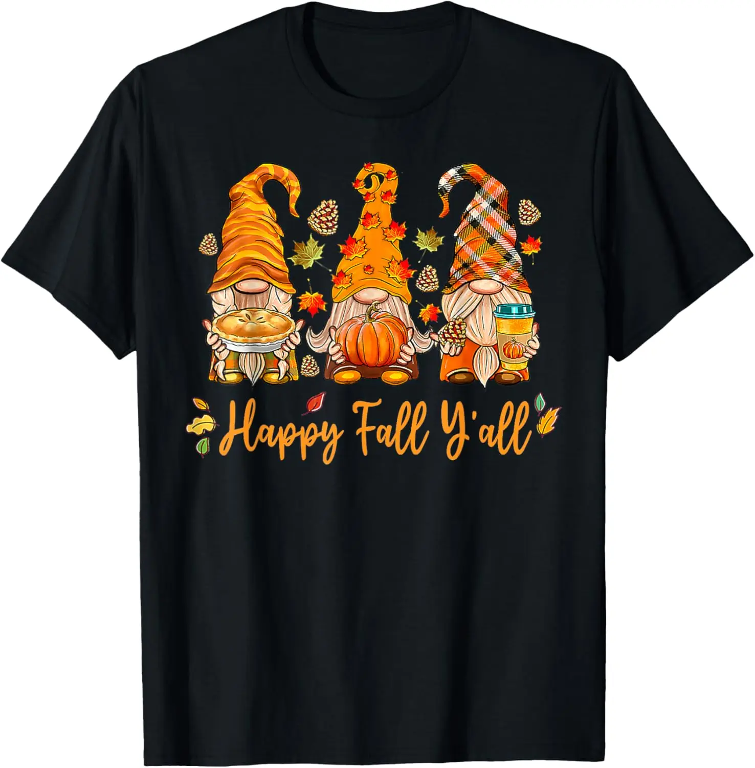 

Happy Fall Y'all Gnome Pumpkin Autumn Thanksgiving T-Shirt