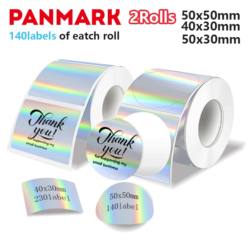 2 Rolls 2 Inch Cirkel Holografische Thermische Label Stickers Zilver Fit Voor Phomemo M110/M220, zelfklevende Cirkel Thermisch Label Papier