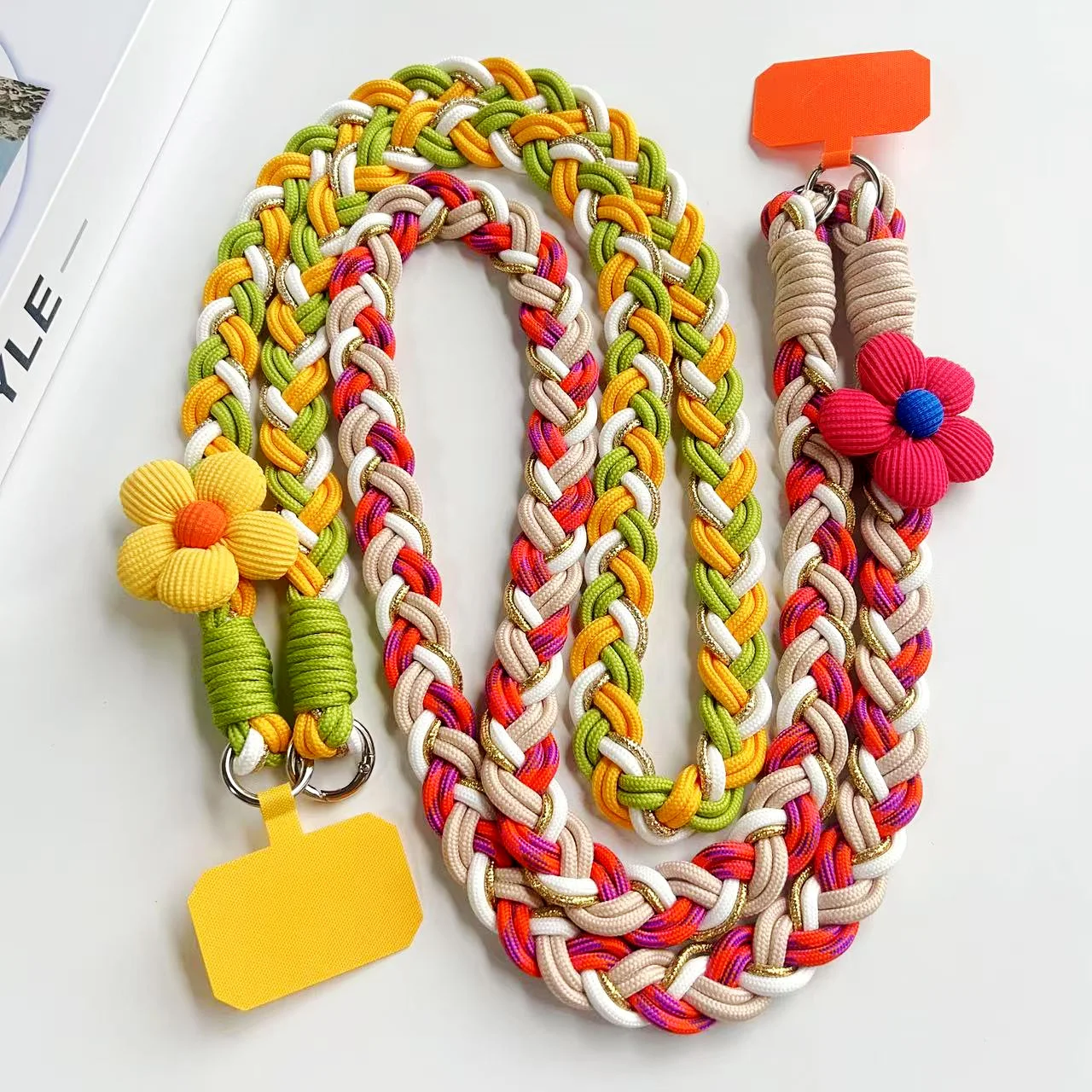 

Hand Woven Fried Dough Twists Lanyard Fixed Card Color Contrast Diagonal Shoulder Lanyard Mobile Phone Lanyard Durable Lanyard