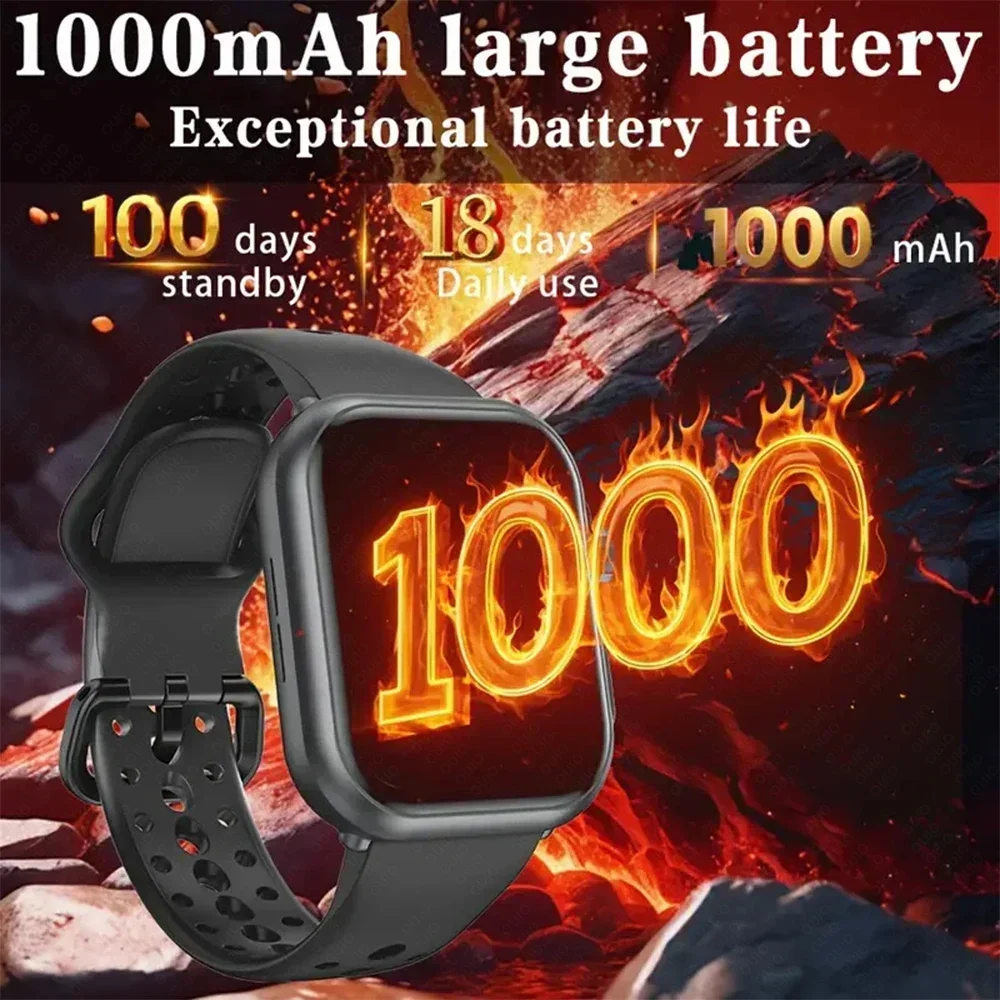 2026 K62 New Watch 1000mAh Battery Smartwatch Ultra Men Women Heart Rate Waterproof 100+Sports Fitness Tracker Call Smartwatches