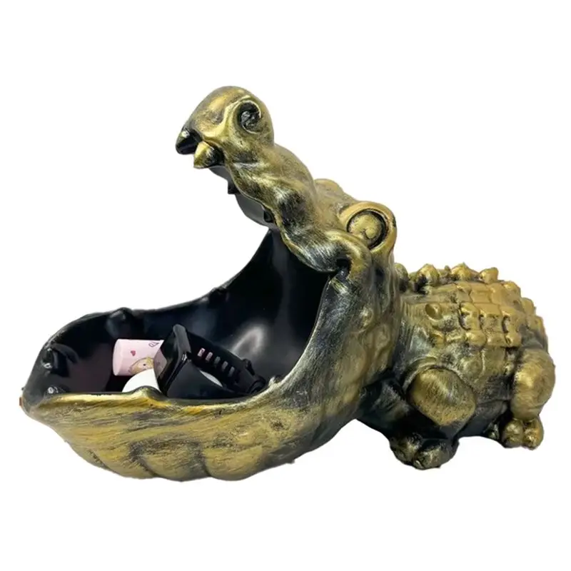 A67M-Crocodile Card And Key Storage Box Unique And Creative Storage Box Storage Box For Home Decor Gold