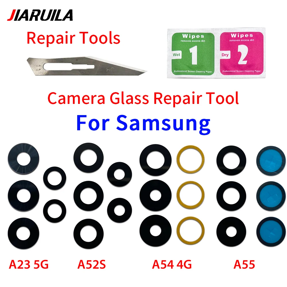 1set Back Camera Glass For Samsung A04 Core A16 4G A23 A36 A52S A54 A55 A56 5G Rear camera Lens Cover With Sticker Adhesive