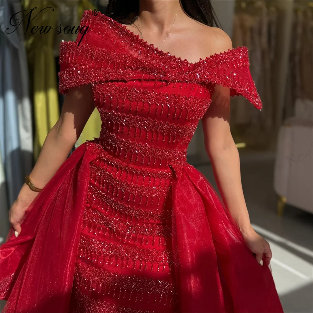 

Элегантные вечерние платья из двух частей с открытыми плечами, арабские платья с блестками и бисером, свадебные платья, халаты De Soiree, платье для выпускного вечера по индивидуальному заказу