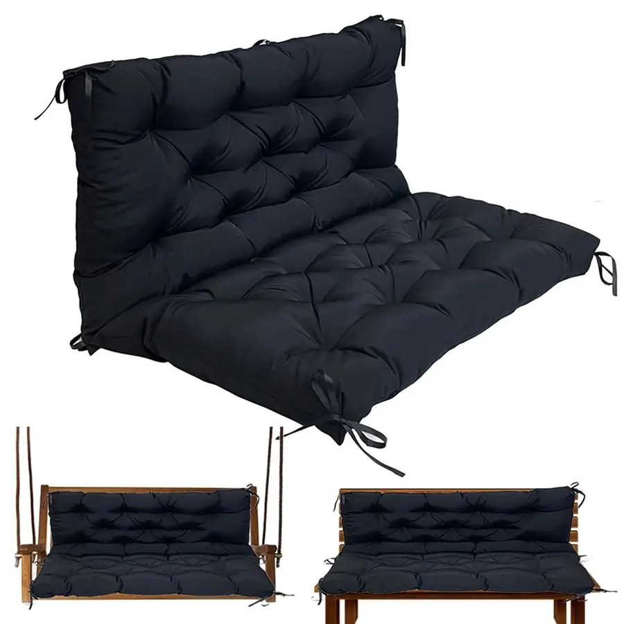 

Подушки для садовых качелей, сменная подушка для 3-местных уличных качелей с подголовником, 60 x 40 дюймов, подушка для скамейки с 8 завязками для улицы