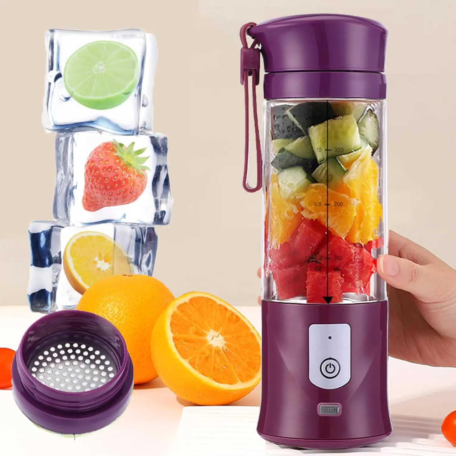 

Portable Blender, Cordless, Personal Blender-For Shakes & Smoothies, Bpa Free, Leakproof, Usb-C Rechargeable, Ideal For Ice