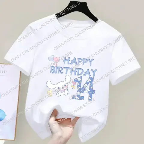 Cinnamorolls T-shirt Barn Nummer 123456789 Kawaii Anime Tryck T-shirts Tecknade Vardagskläder T-shirt Barn Flicka Pojke Toppar 8 best sales kawaii kanelbulle - №2