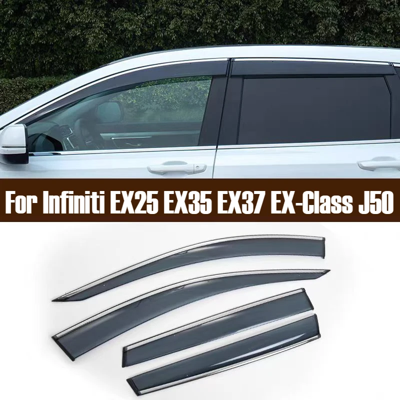 

For Infiniti EX25 EX35 EX37 EX-Class J50 2007-2013 Plastic Exterior Visor Vent Shades Window Sun Rain Guard Deflector 4pcs