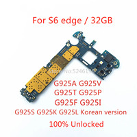 1pcs 100% Unlocked Motherboard For Samsung Galaxy S6 edge G925F G925I G925A G925V G925T G925P G925S G925L 32GB Replace Part