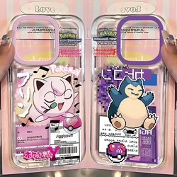 Anime Hot S-Snorlaxes J-Jigglypuffs Phone Case For iPhone 16 15 14 13 12 11 Mini Pro Max X XR XSMax 8 Plus P-PokemonS Soft Cover