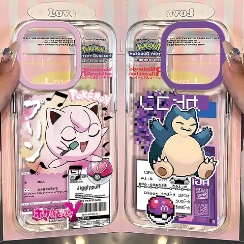 Anime Hot S-Snorlaxes J-Jigglypuffs Phone Case For iPhone 16 15 14 13 12 11 Mini Pro Max X XR XSMax 8 Plus P-PokemonS Soft Cover