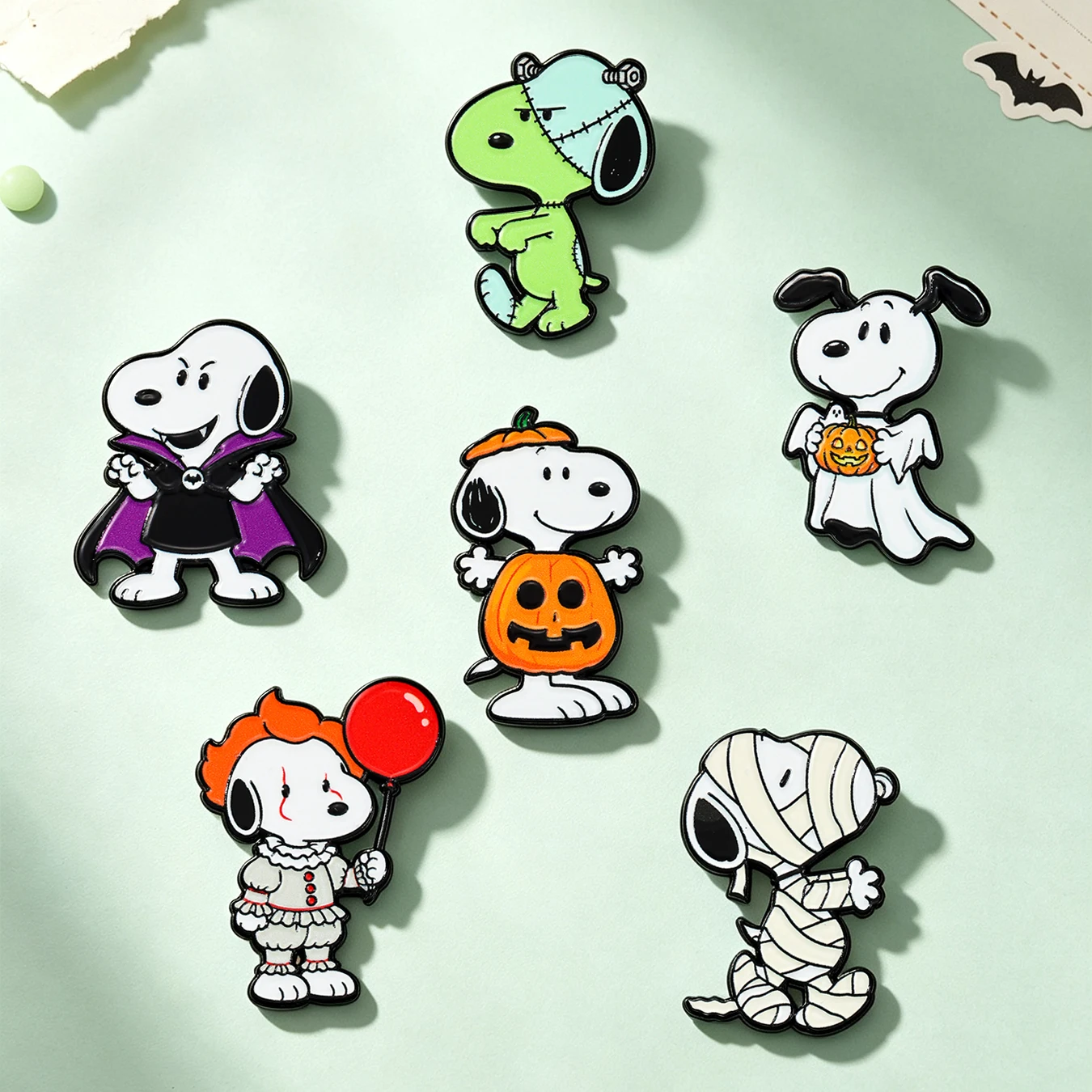 6-teiliges Halloween-Cartoon-Welpen-Emaille-Pin-Set, niedliche Hexenhut-Feiertagsbroschen, dekorative Sammler-Pins für Rucksäcke, Geschenk – Detail 4