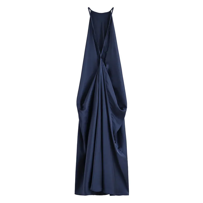 Summer New Arrival Women's Long Svel Silk Satin Feel Dr Versatile High Waist A-Line Gown Commute Sle  Color