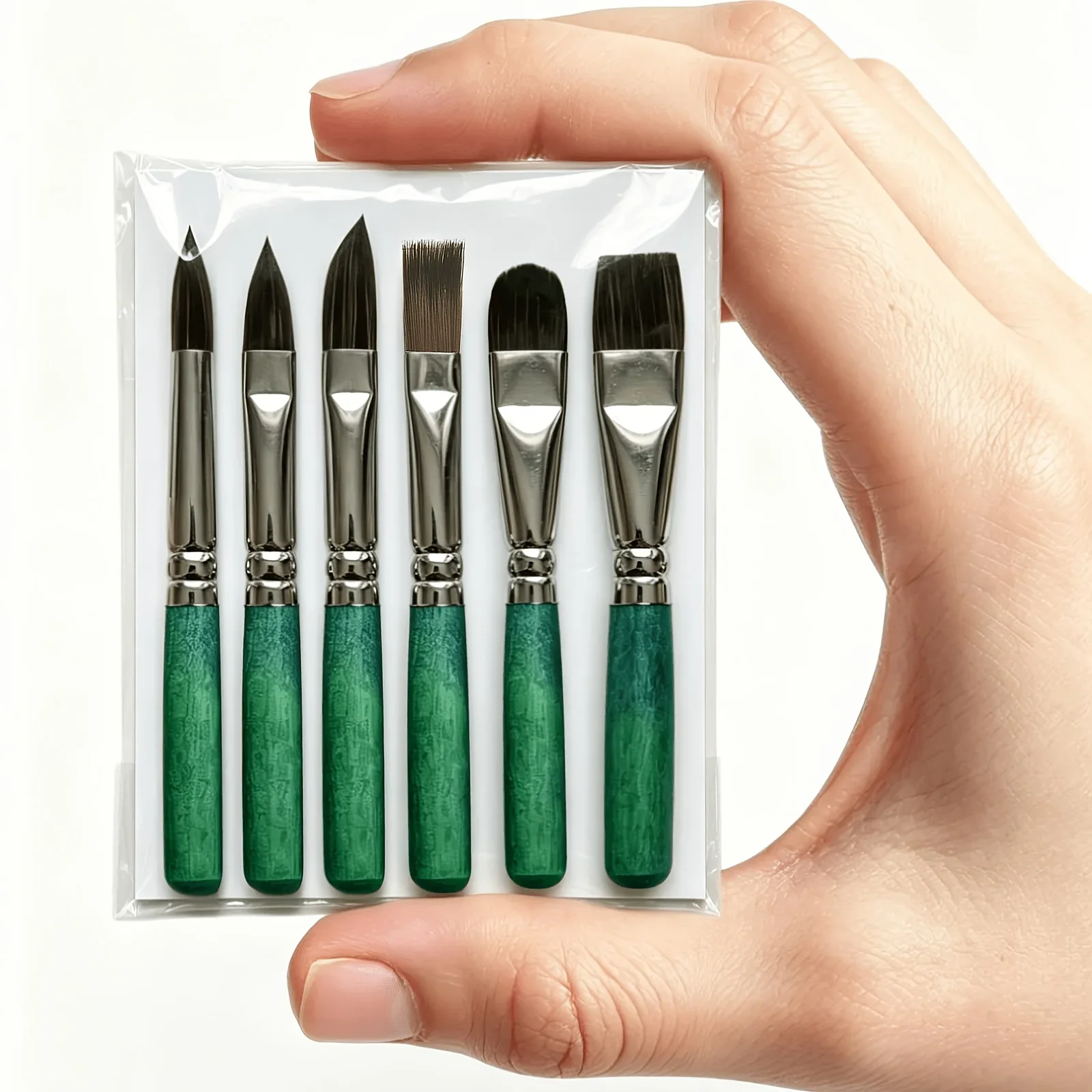 6pcs Short Handle Watercolor BrushesProfessional Synthetic Squirrel Paint Brush Set for Detail Acrylic Gouache, Art Paintbrushes