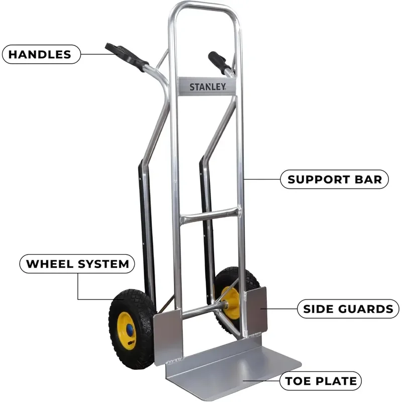 Hitech Heavy Load Capacity Aluminum Hand Truck Platform 40x20.5 cm Dimensions Ankle Protection Industrial Use Two-Wheel