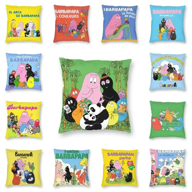 Barbapapa Family Love Cushion Cover Double-sided Print Cartoon TV Show Floor Pillow Case for Living Room Pillowcase Decoration