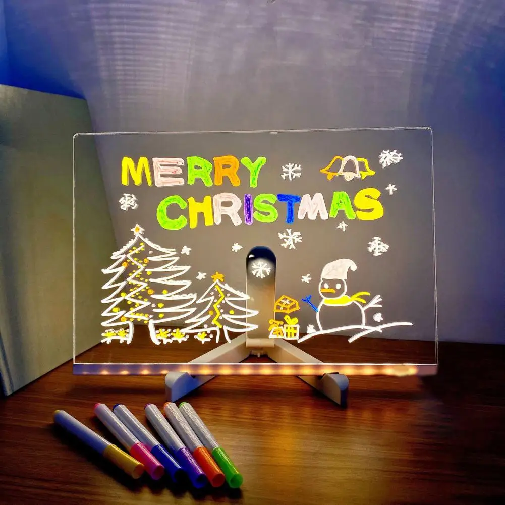 Стеклянная Светодиодная доска для заметок, многоразовая Светодиодная доска для заметок, светящаяся акриловая доска для заметок с сухим стиранием, многофункциональная доска для заметок с кронштейном