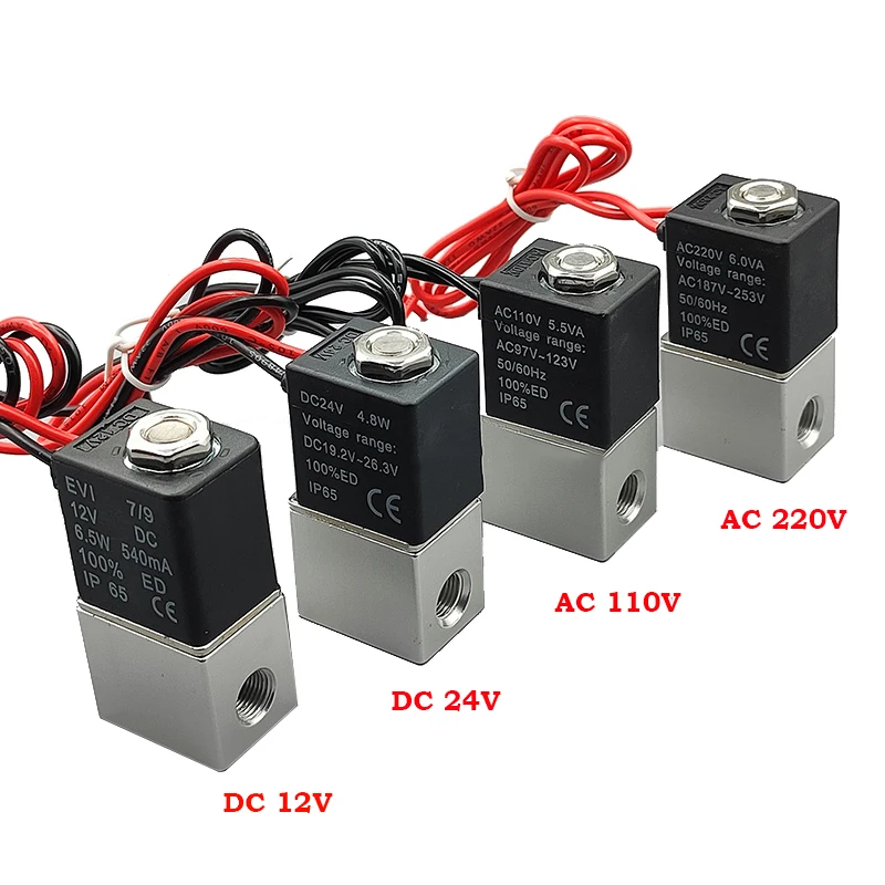 

1/8" DC 12V 24V AC 110V 220V Fast Response Solenoid Valve 2 Way Normally Closed Direct-acting Pneumatic Valves For Water Air Gas