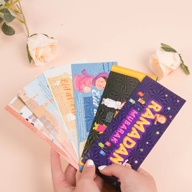 6pcs Eid Mubarak Cash Envelopes Gift Money Cards Decorative Paper Bag 2023 Ramadan Kareem Decoration Islamic Muslim Eid al-fitr