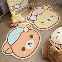 Cute Bear Home Decoration Floor Mat Irregular Cartoon Girl Bedroom Carpet Nightcap Bear Children Rug Plush Soft Foot Mats Tapete
