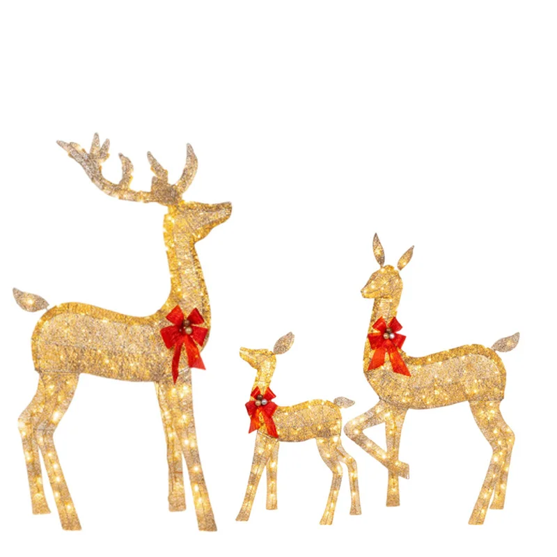 1/3pcs 2D Deer Christmas Decor LED Light Glowing Garden Decoration Elk Statue Outdoor Yard Reindeer Xmas Ornament Home Decor