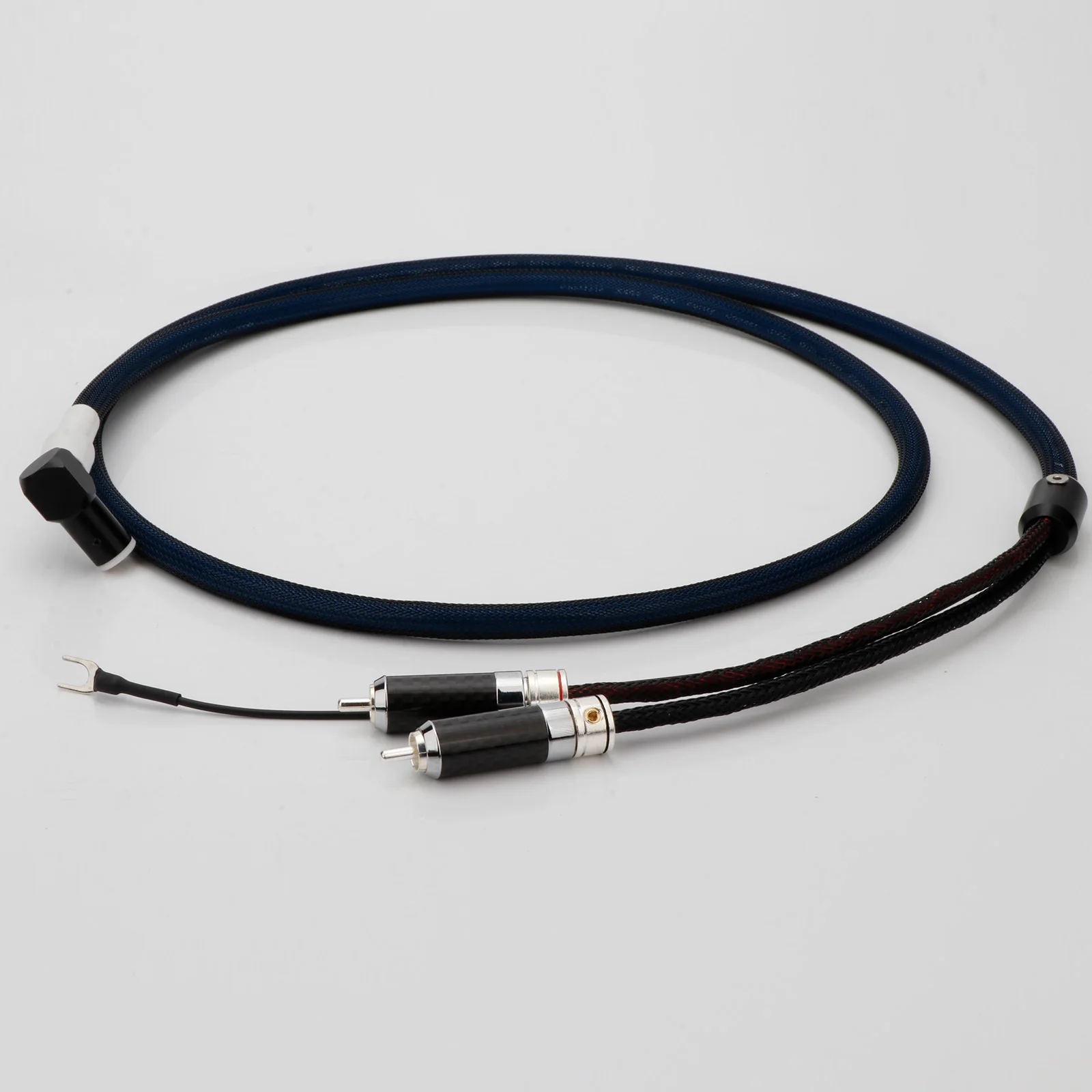 5-Pin-DIN auf 2RCA Tonarm-Audiokabel, 90-Grad-Geradeaus-Tonarmkabel, Erdungskabel, OCC versilbert mit Abschirmung – Detail 5