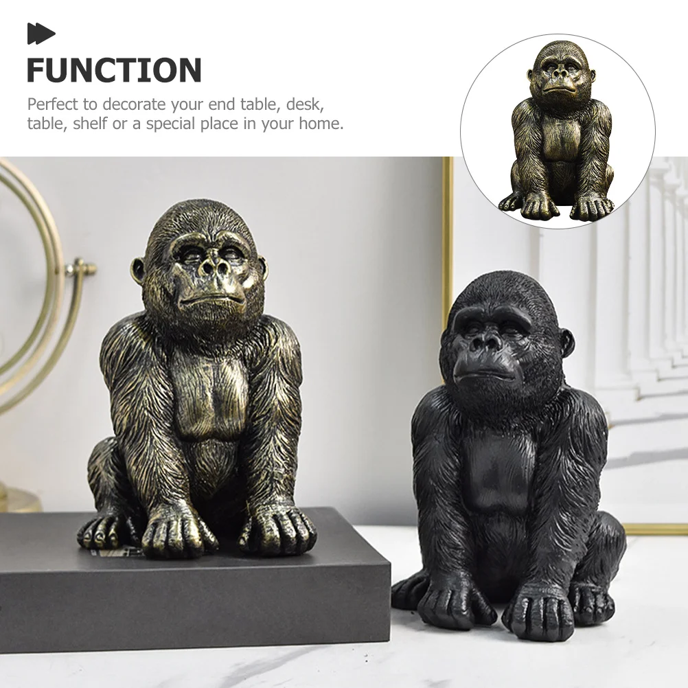 

Resin Gorilla Statue Decorative Desktop Sculpture Realistic Gorilla Ornament for Office Home Decor Mini Sculpture