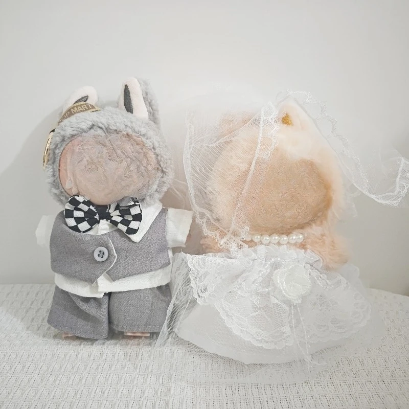 

Новое пятно 17 см V1V2V3 миндальное лабу свадебное платье креативный костюм Labubu аксессуары для кукол ob11 одежда для Блит