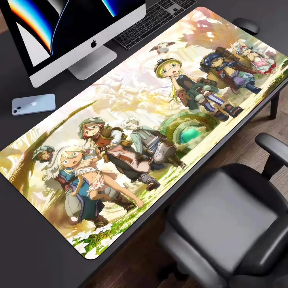 PC gamers Mouse Pad XXL 900x400mm Pink art PC Made in Abyss Gaming case Non-Slip Rubber Edge Mice Pad locking Hentai Mousemat