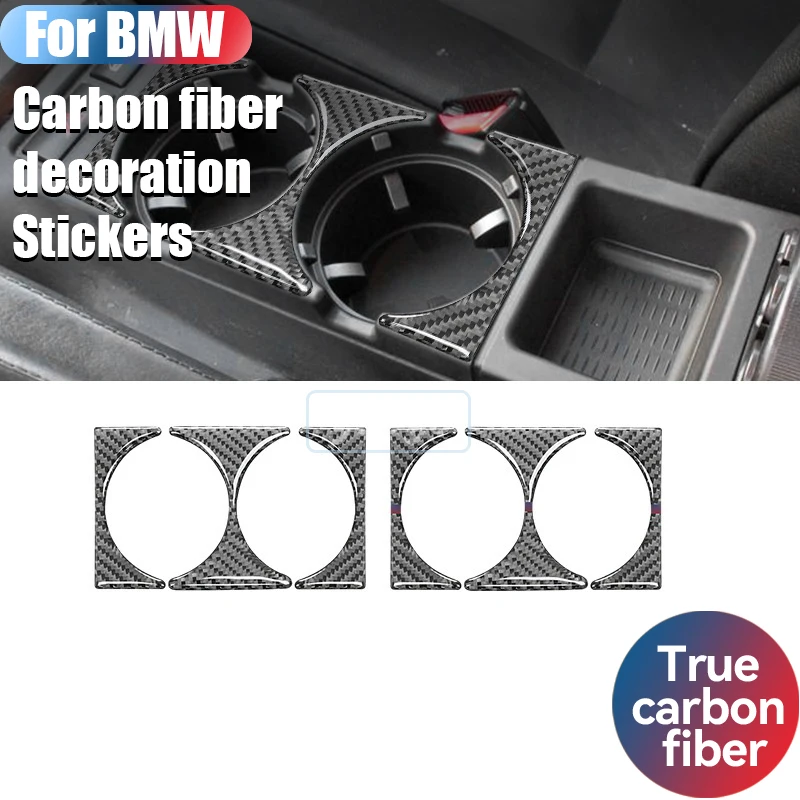

For BMW 3 Series E46 Carbon Fiber Sticker, Center Console Cup Holder Panel Decoration Sticker Protective Frame Car Accessories