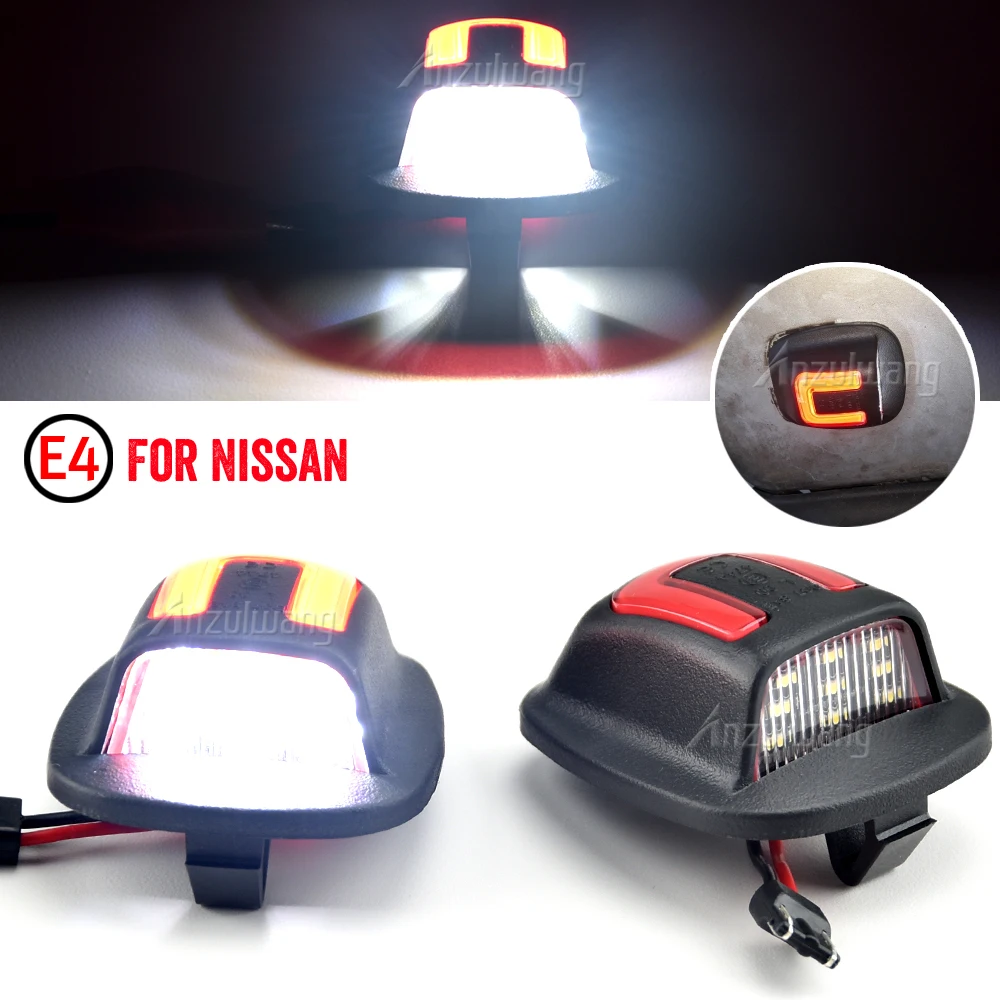 LED License Plate Light For Nissan Xterra Roniz WD22 Frontier Navara NP300 D22 2PCS White+Red Number Plate Lamps