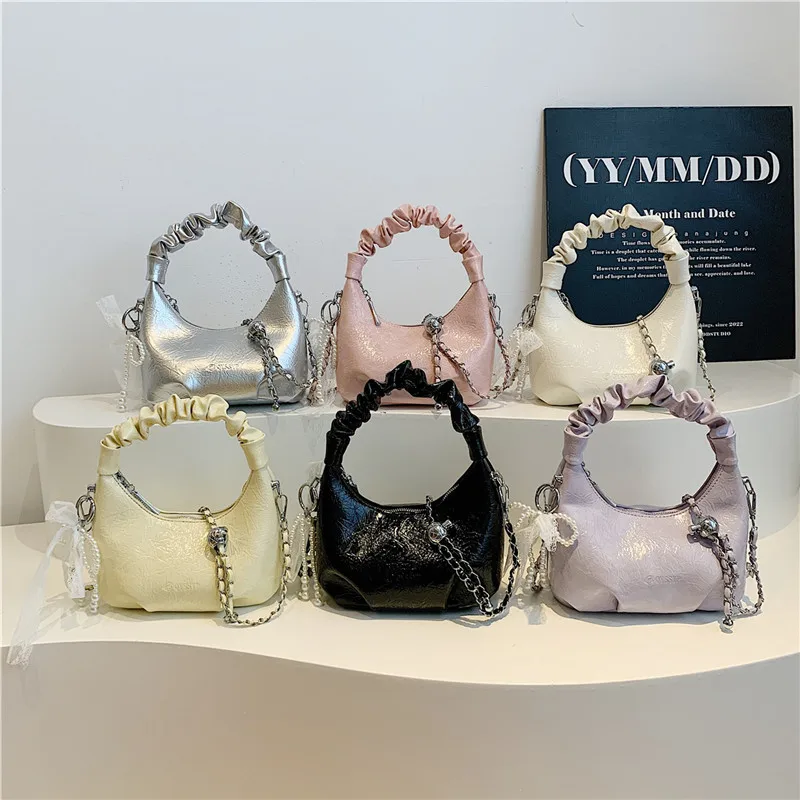 

Fashion Pleated Dumpling Women's Bag Fashion Shoulder Bag Simple Foreign Style Chain Trend Oblique Span Bag