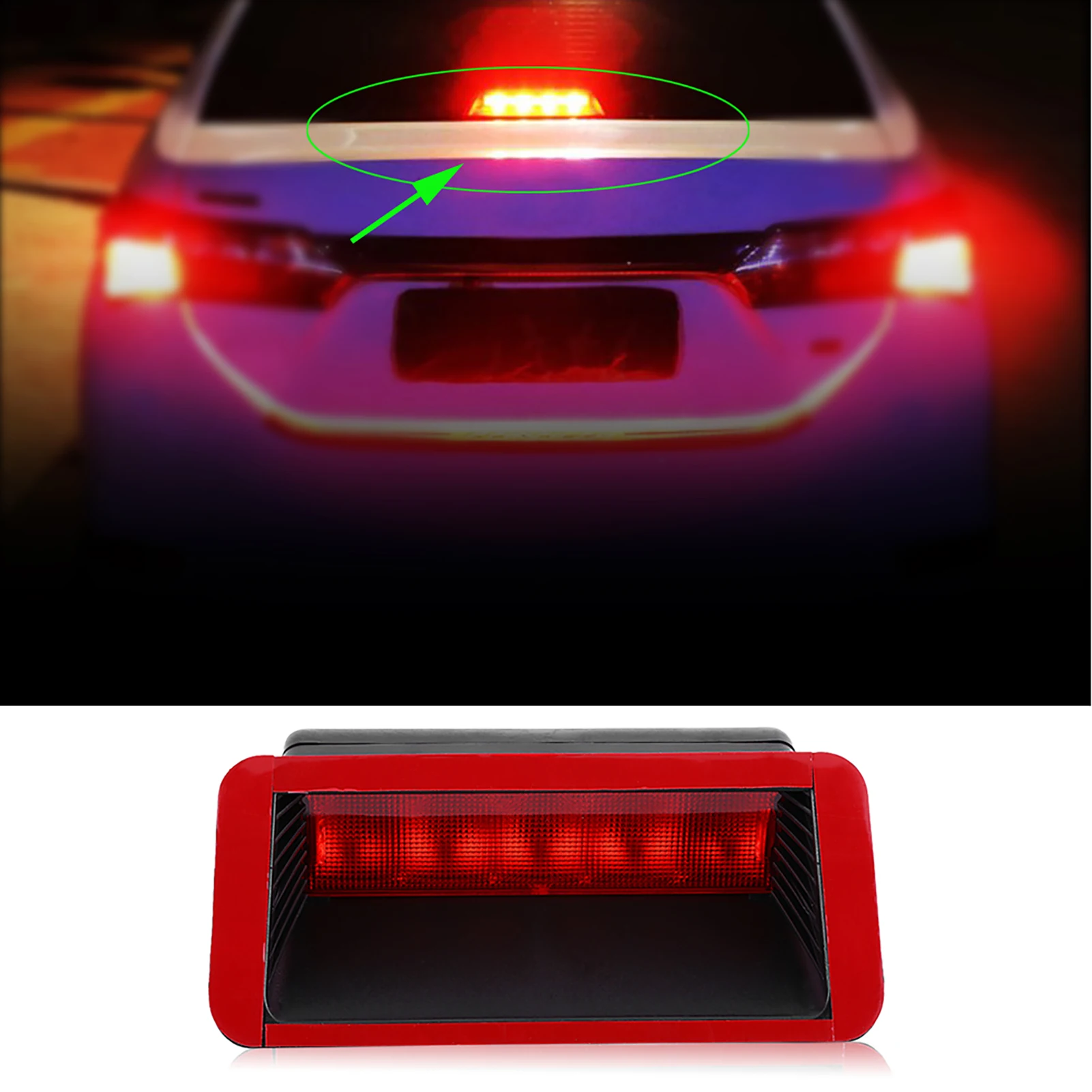5 LED 12V Car High Mount Third Brake Brake Light Red Stop Tail Lamp  Universal Fit for Cars SUVs Trucks Enhanced Rear Visibility