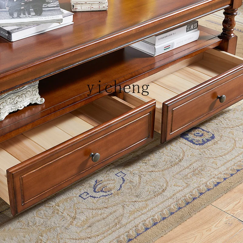 

Zz simple all-solid wood coffee table square living room tea table small apartment household coffee table