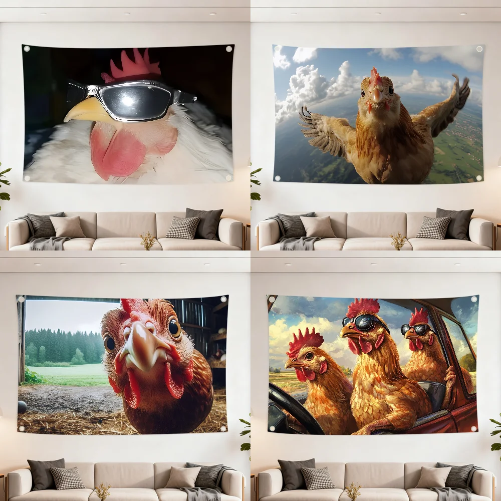 Funny Chicken Q flag Decoration Outdoor Picnic Party Art Hanging Home Camping Party Banner Best sellers