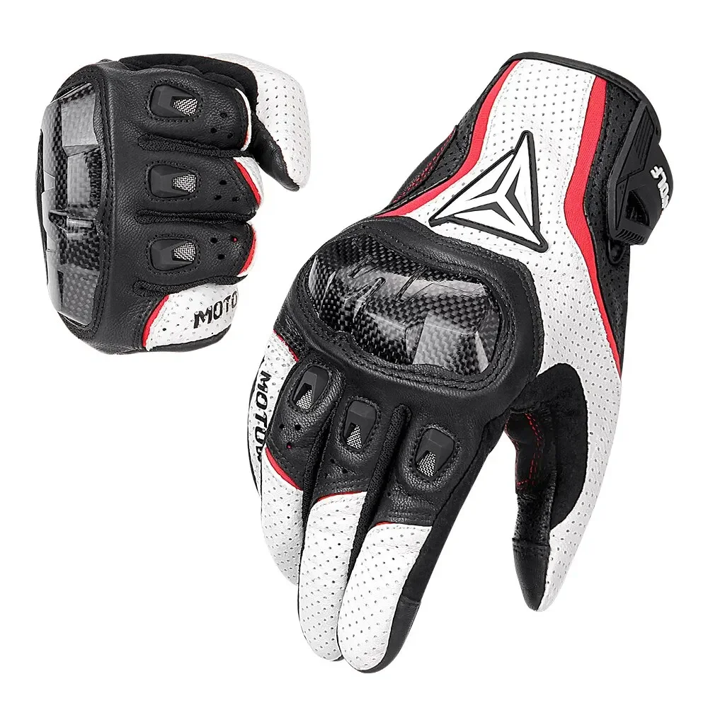 

CE Certified Men's Motorbike Gloves – Premium Goatskin Leather with Carbon Knuckle Protection & Ventilation Perforations