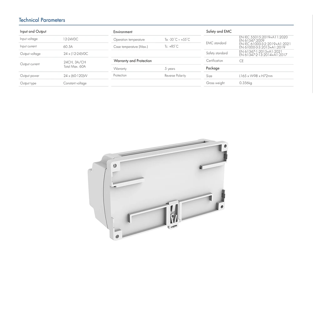 Skydance D24 DC12-24V 24 Channel RGB 8/16bit  DIN Rail DMX controller RGB LED Strip Light Dimmer stage light RDM DMX512 Decoder